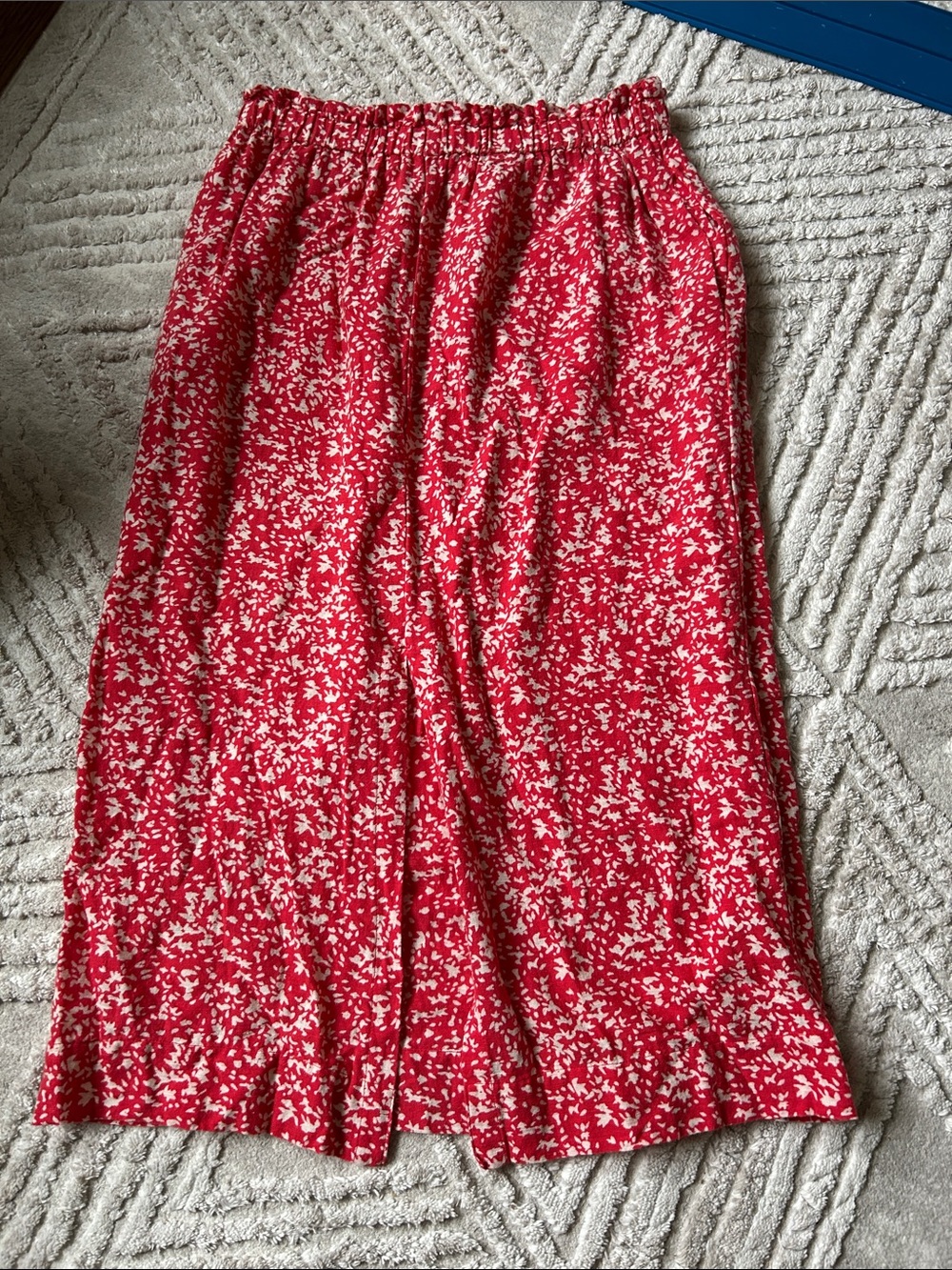 Mirth Women’s Red Printed Elastic-Waist cotton Skirt